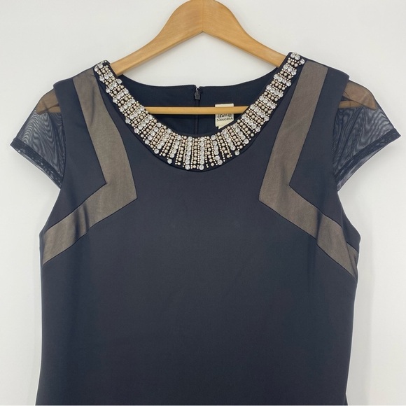 Sangria LBD pearlized embellished black silhouette dress wms size 10 - Picture 4 of 11